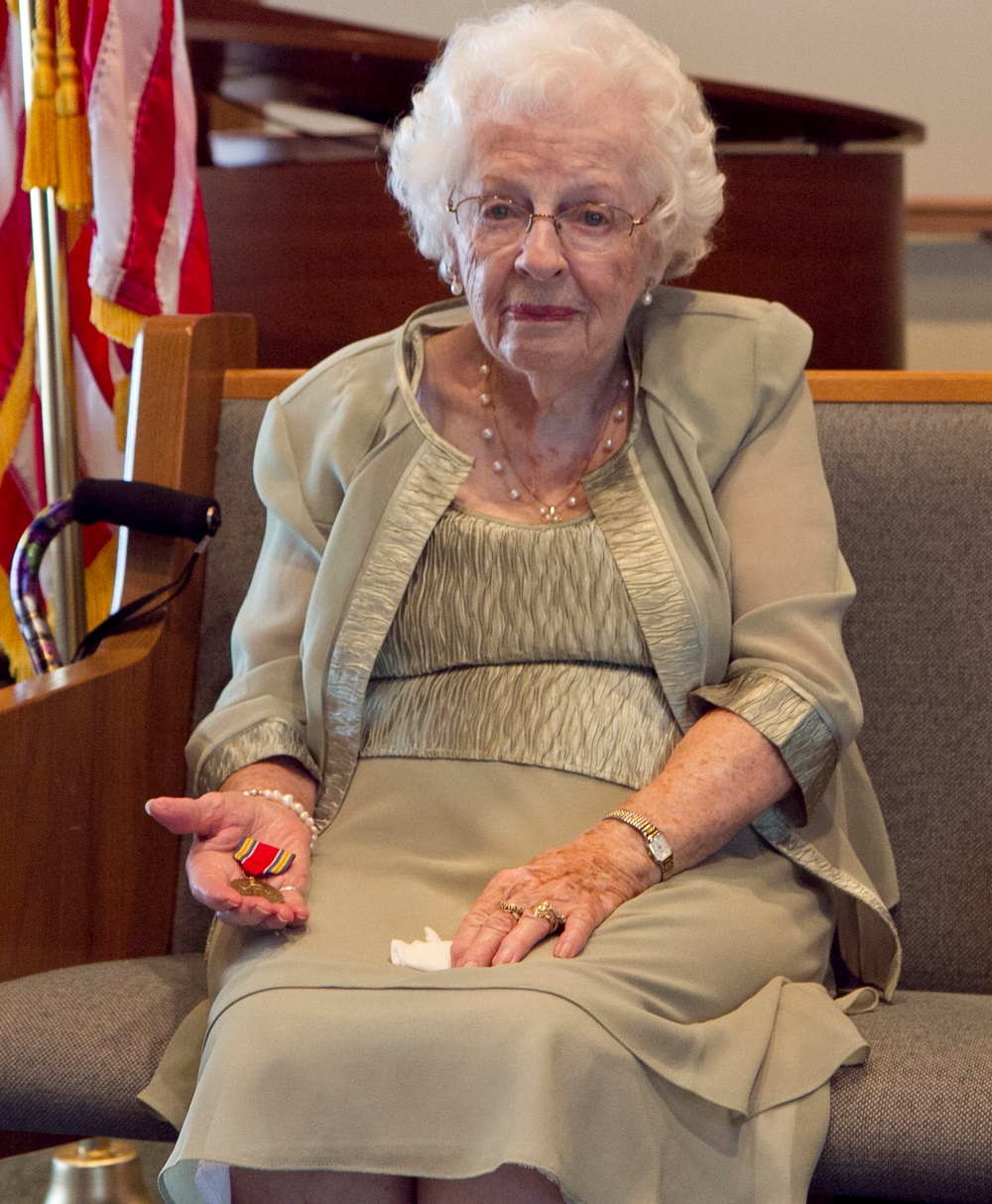 Mrs. King with WWII Victory Medal