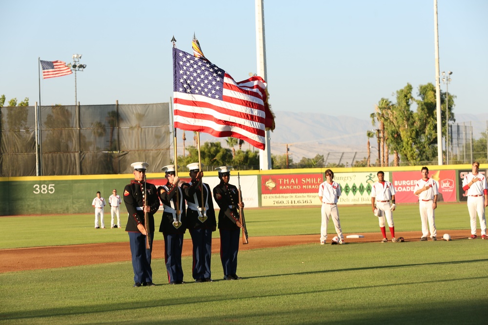 Marines featured during baseball game