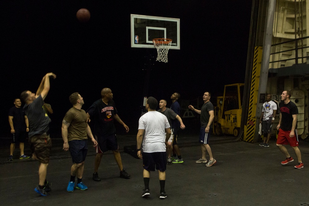 Mesa Verde Marines, Sailors enjoy hangar bay basketball
