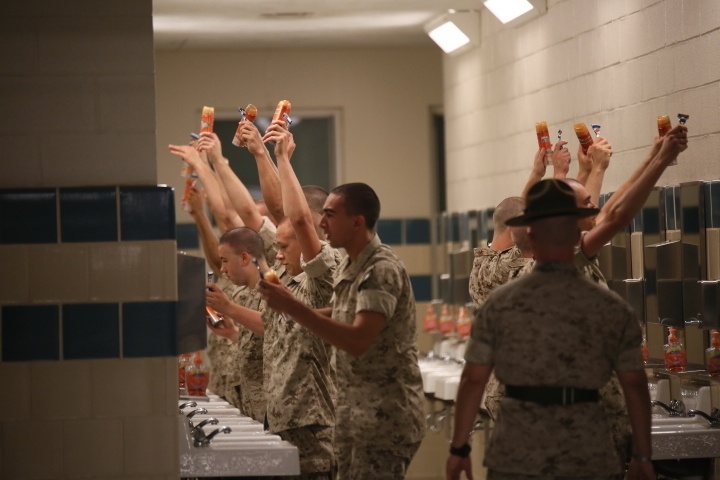 Photo Gallery: Marine recruits begin training before the sun rises on Parris Island