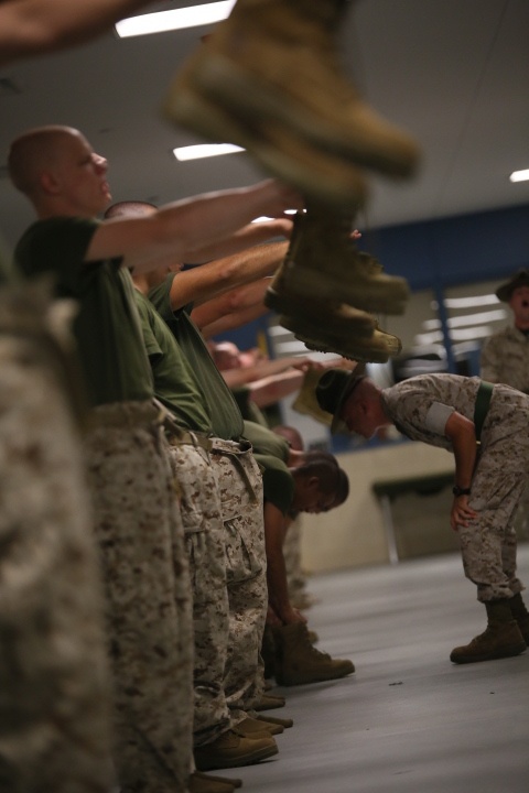 Photo Gallery: Marine recruits begin training before the sun rises on Parris Island