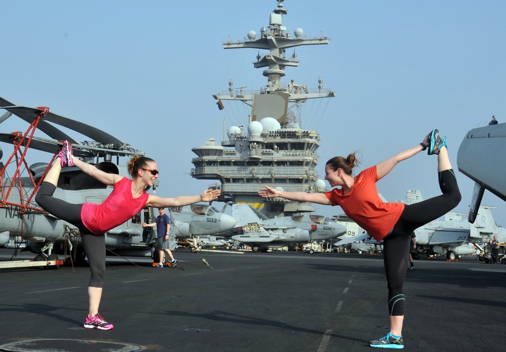 Aboard aircraft carrier USS George H.W. Bush