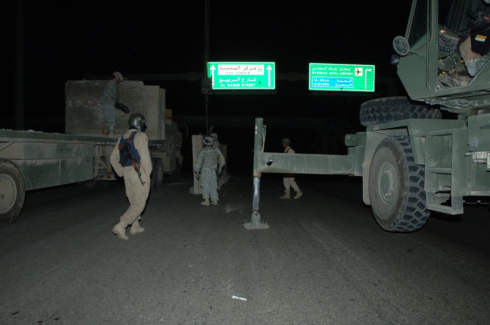 Unloading concrete barriers