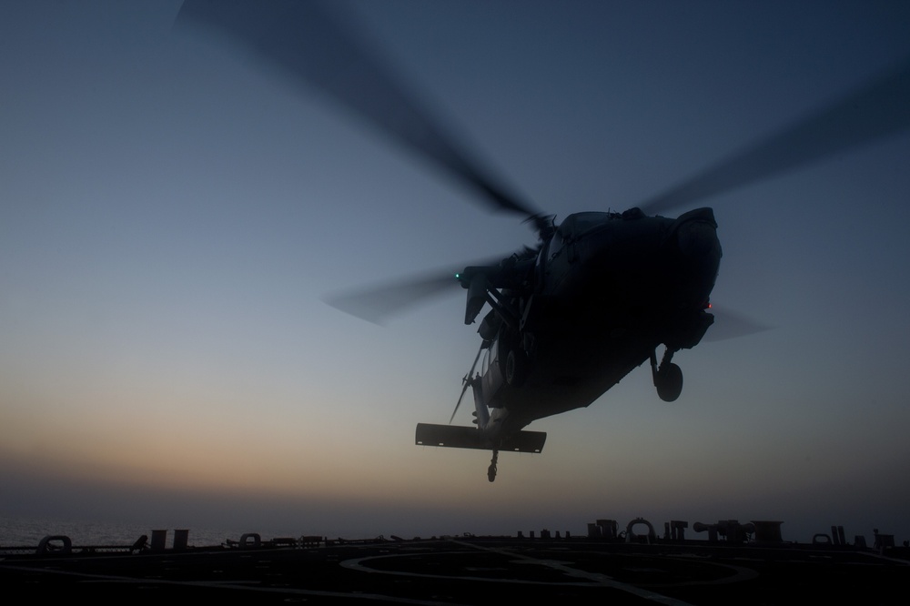 USS Arleigh Burke flight deck activity