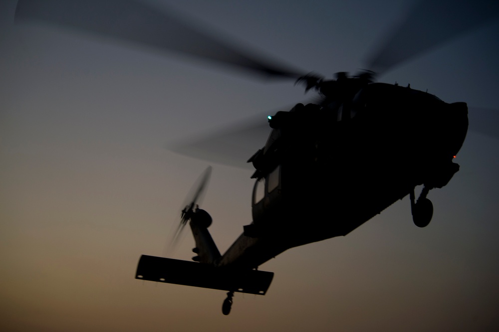 USS Arleigh Burke flight deck activity