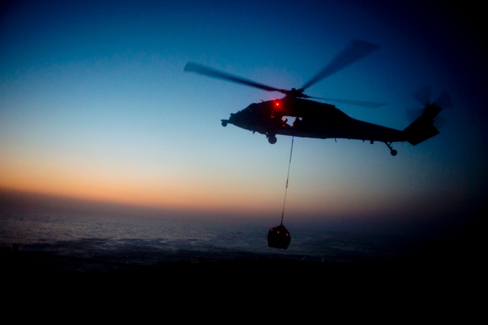 USS Arleigh Burke flight deck activity