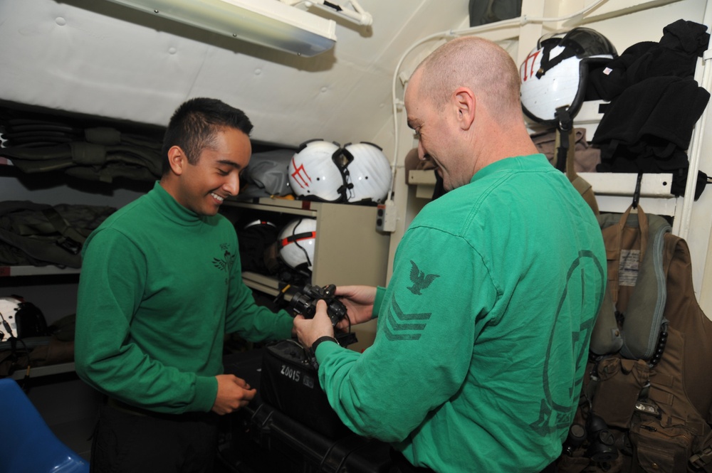 Aboard the aircraft carrier USS George H.W. Bush (CVN 77). George H.W. Bush is supporting maritime security operations and theater security cooperation efforts in the U.S. 5th Fleet area of responsibility.