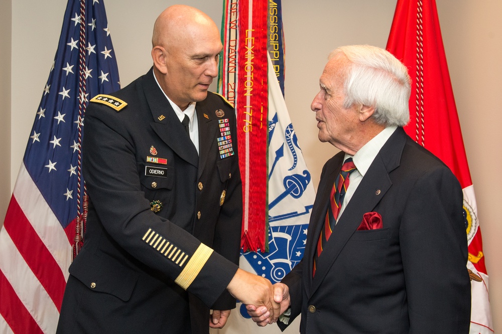 WWII veteran Sgt. Don Carter meets with US Army Chief of Staff Gen. Ray Odierno