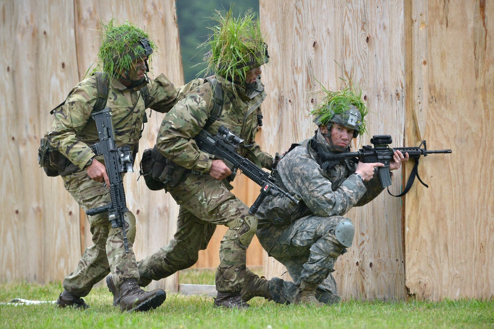 British Army Royal Military Academy Sandhurst  trains on 7th Army Joint Multinational Training Command’s Grafenwoehr Training Area, Germany