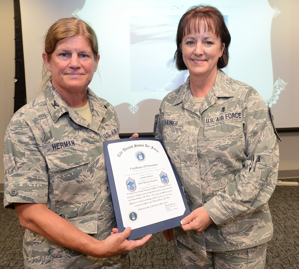 Chief Master Sgt. Cynthia Haines promotion to chief
