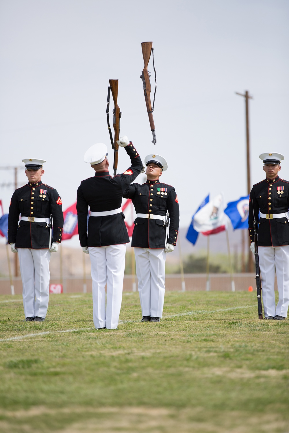 Marine Corps Color Guard and Silent Drill Team aboard MCLB, Barstow