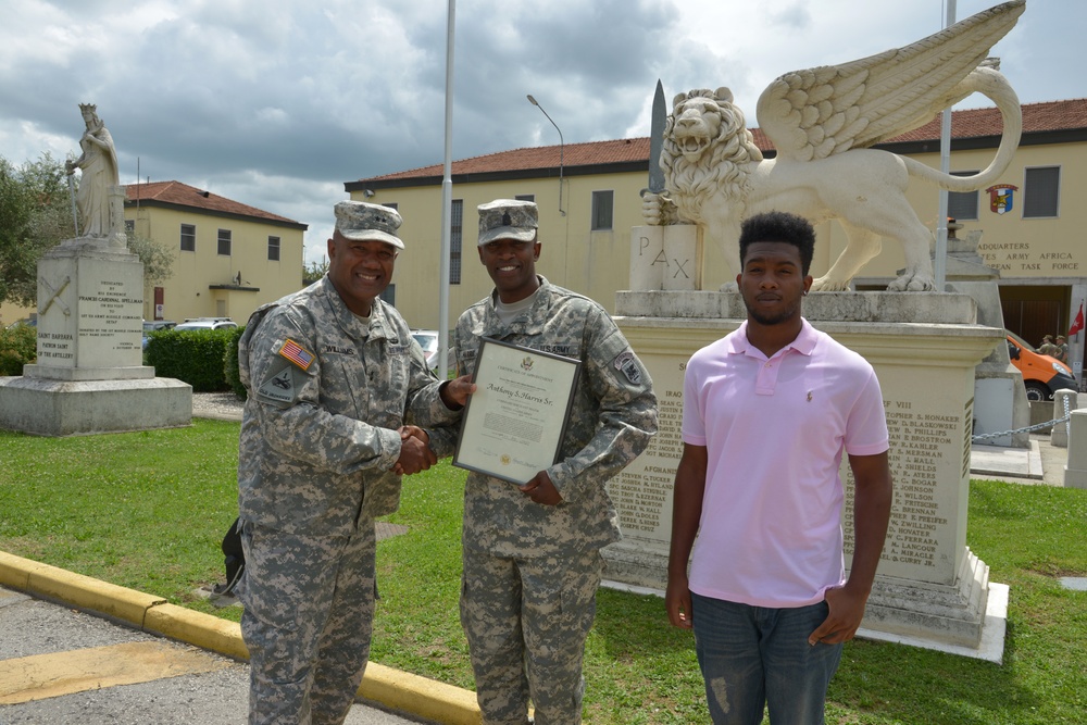 Promotion ceremony for Sgt. Maj. Anthony S. Harris Sr.