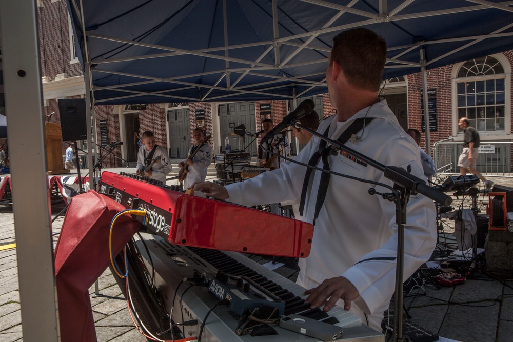 U.S. Navy band Northeast plays the opening ceremony for the annual Boston Harbor Fest