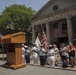 US Navy sailors sing national anthem at opening ceremony for the annual Boston Harborfest