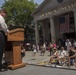 Mayor of Boston welcomes military during the opening ceremony at the annual Boston Harborfest