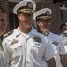 Boston Mayor Marty Walsh welcomes sailors with the USS Oak Hill and the USS Constitution during the annual Boston Harborfest