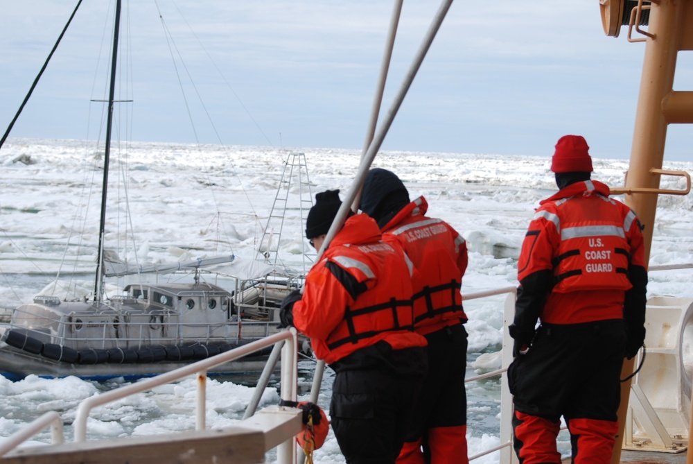 Coast Guard icebreaker rescues man aboard sailboat trapped in Arctic ice