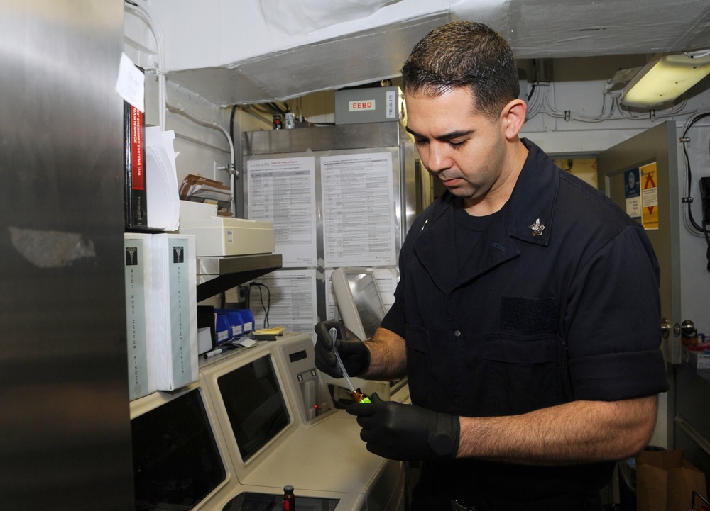 Aboard the aircraft carrier USS George H.W. Bush (CVN 77)