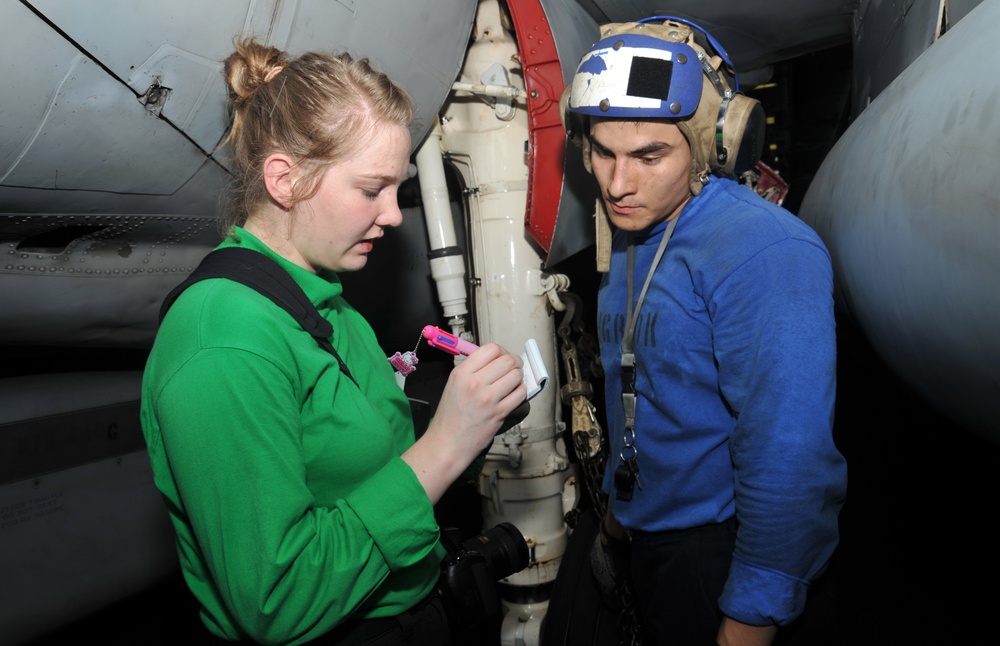 Aboard the aircraft carrier USS George H.W. Bush (CVN 77)