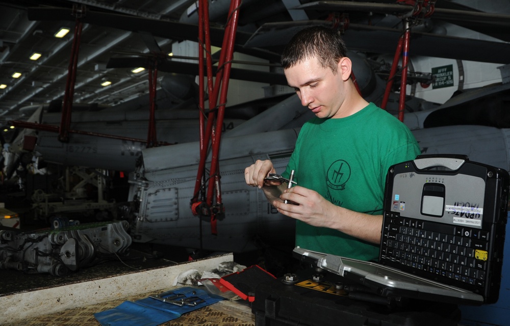 Aboard the aircraft carrier USS George H.W. Bush (CVN 77)