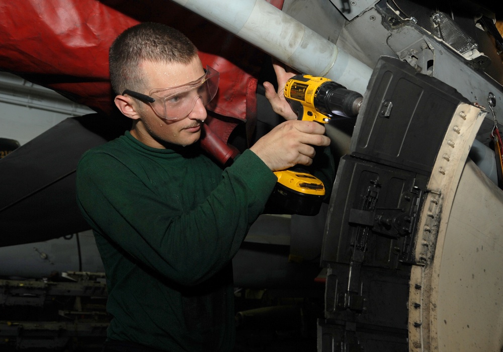 Aboard the aircraft carrier USS George H.W. Bush (CVN 77)