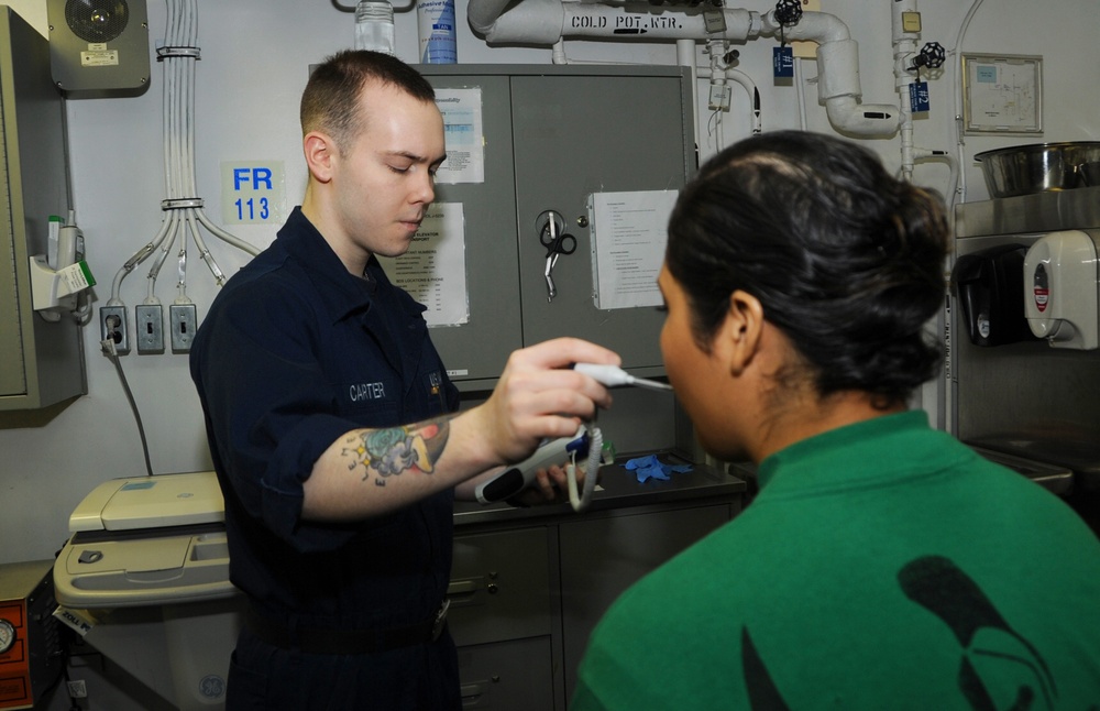 Aboard the aircraft carrier USS George H.W. Bush (CVN 77)