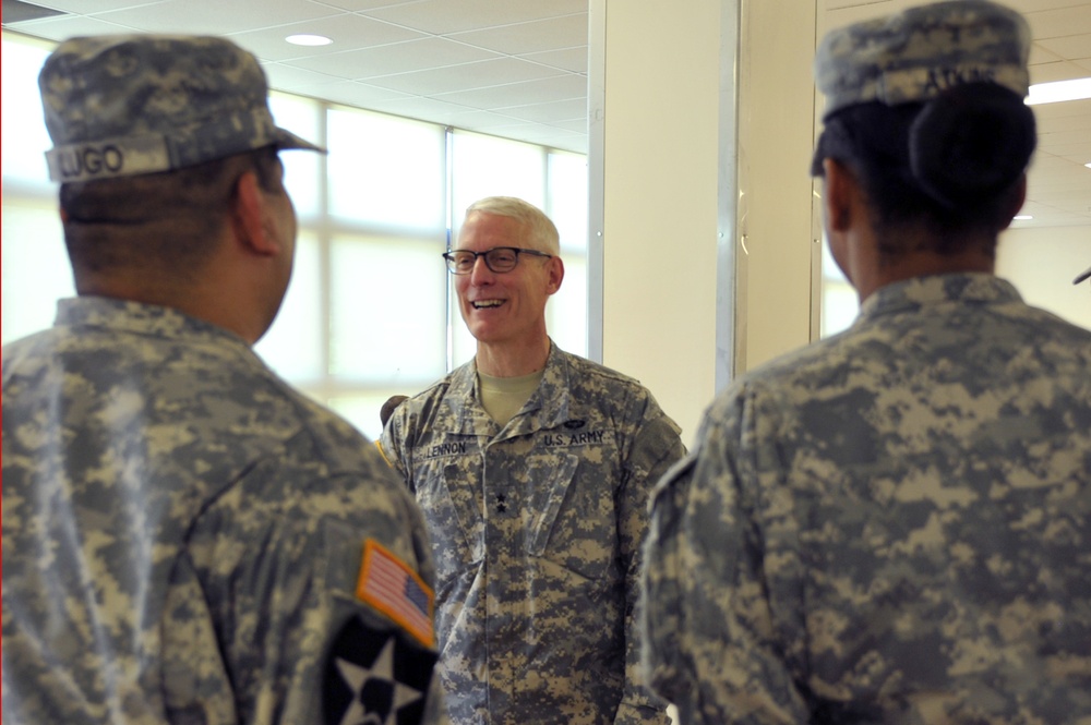 Maj. Gen. Lennon visits logistical support Soldiers