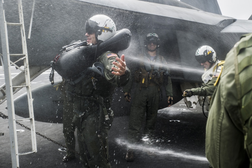 Strike Fighter Squadron (VFA) 195 change of command aboard USS George Washington