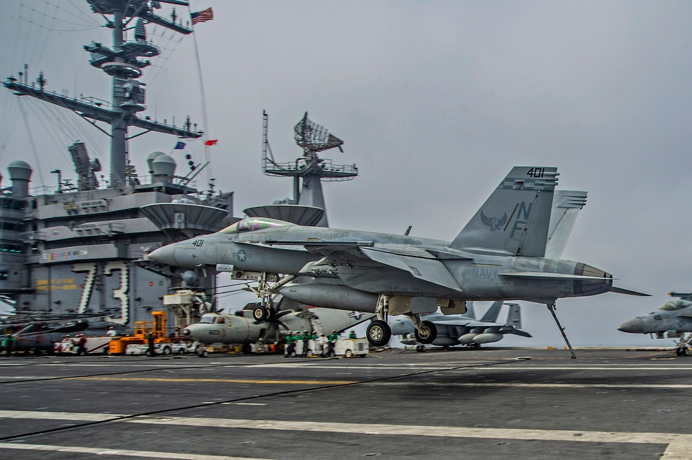 Strike Fighter Squadron (VFA) 195 change of command aboard USS George Washington