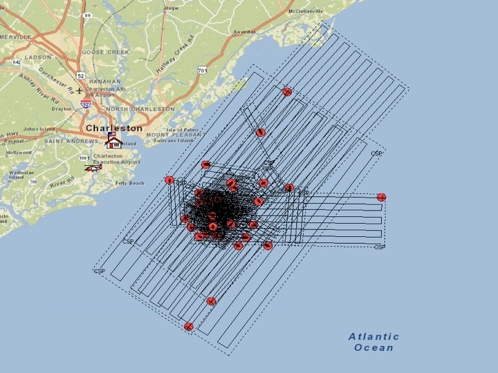 Overlay of Coast Guard search efforts for missing diver