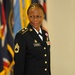 Army Reserve Soldier prepares to give remarks during her retirement
