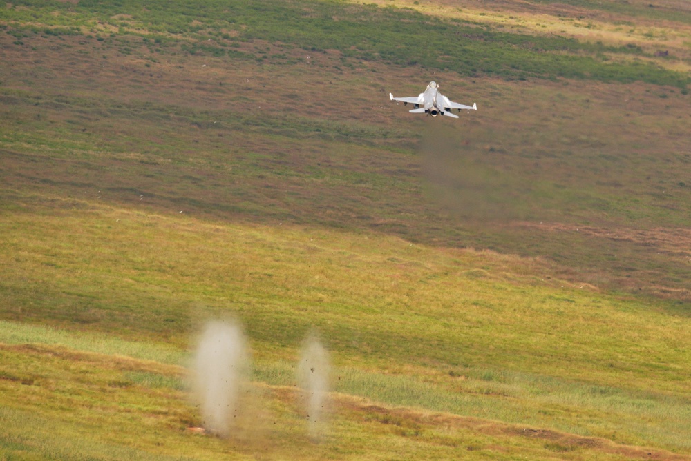 US Air Force F-16 Fighting Falcon aircraft from the 480th Fighter Squadron, Spangdahlem Air Base, Germany