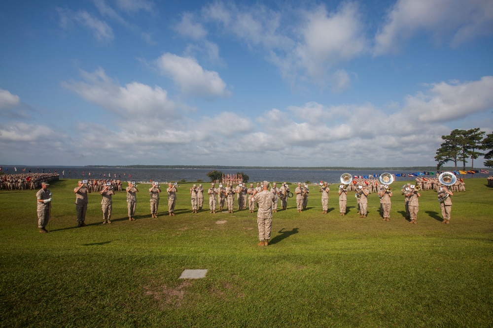 2nd Marine Division Band performs for 2nd Marine Logistics Group change of command