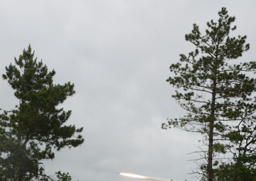 Michigan National Guard fires High Mobility Artillery Rocket Systems