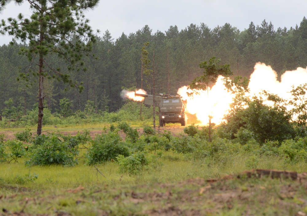 Michigan National Guard fires High Mobility Artillery Rocket Systems