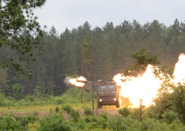 Michigan National Guard fires High Mobility Artillery Rocket Systems