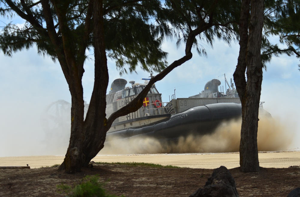 Amphibious assault vehicle beach landing