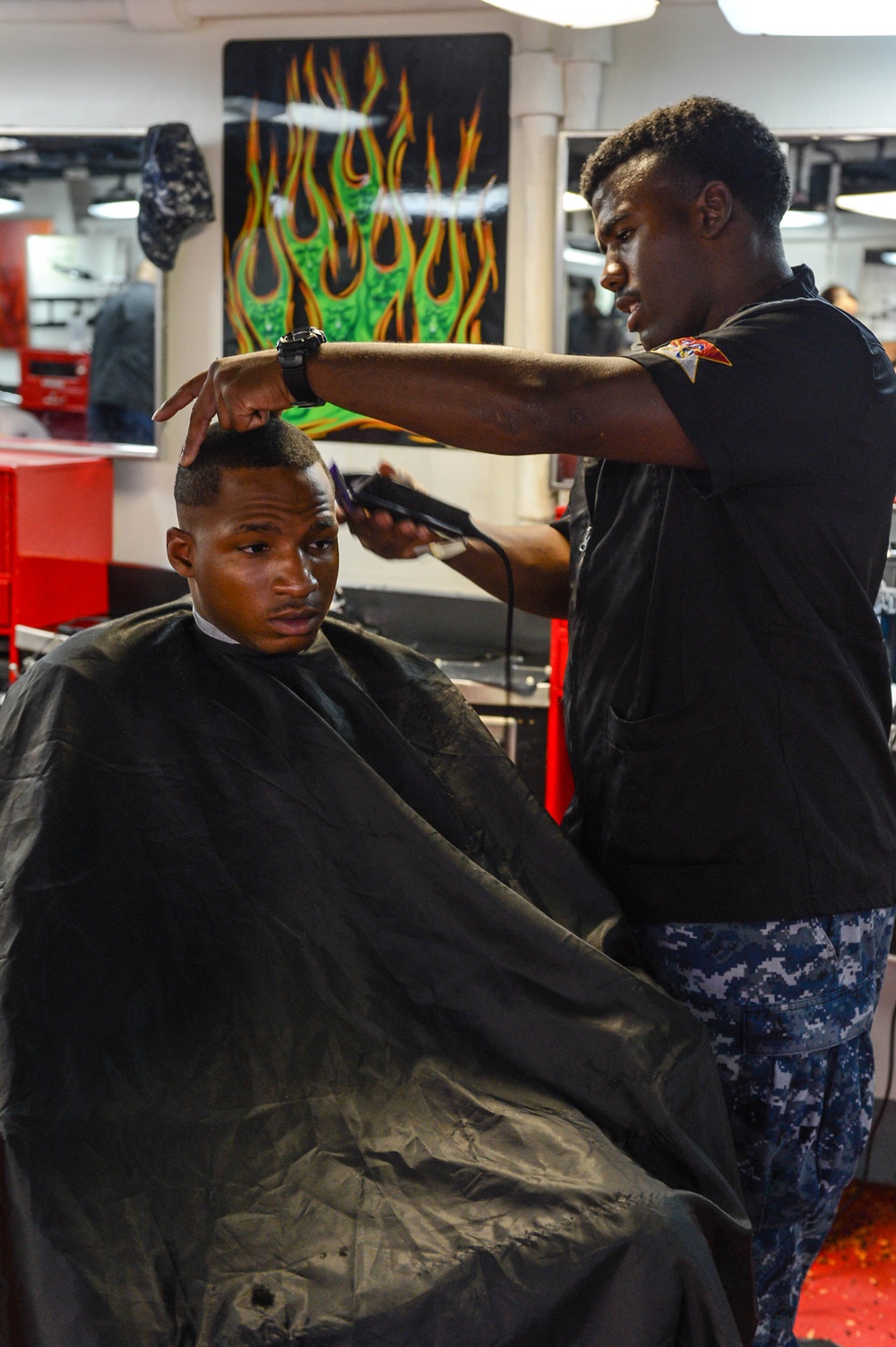 USS Reagan barbershop