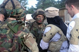 Sandhurst, West Point cadets perform village clearning maneuvers in joint exercise at Hohenfels Training Area