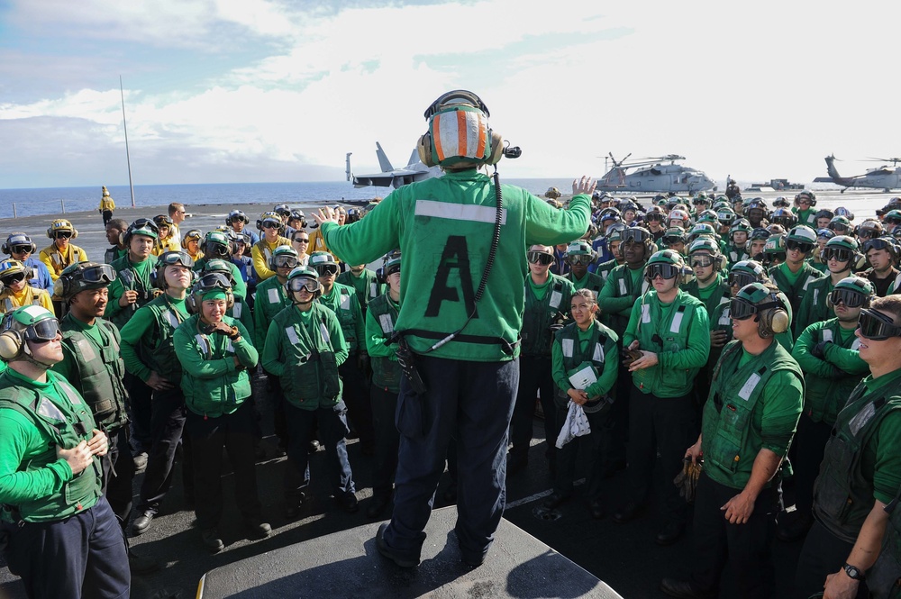 Reagan flight deck barricade drill