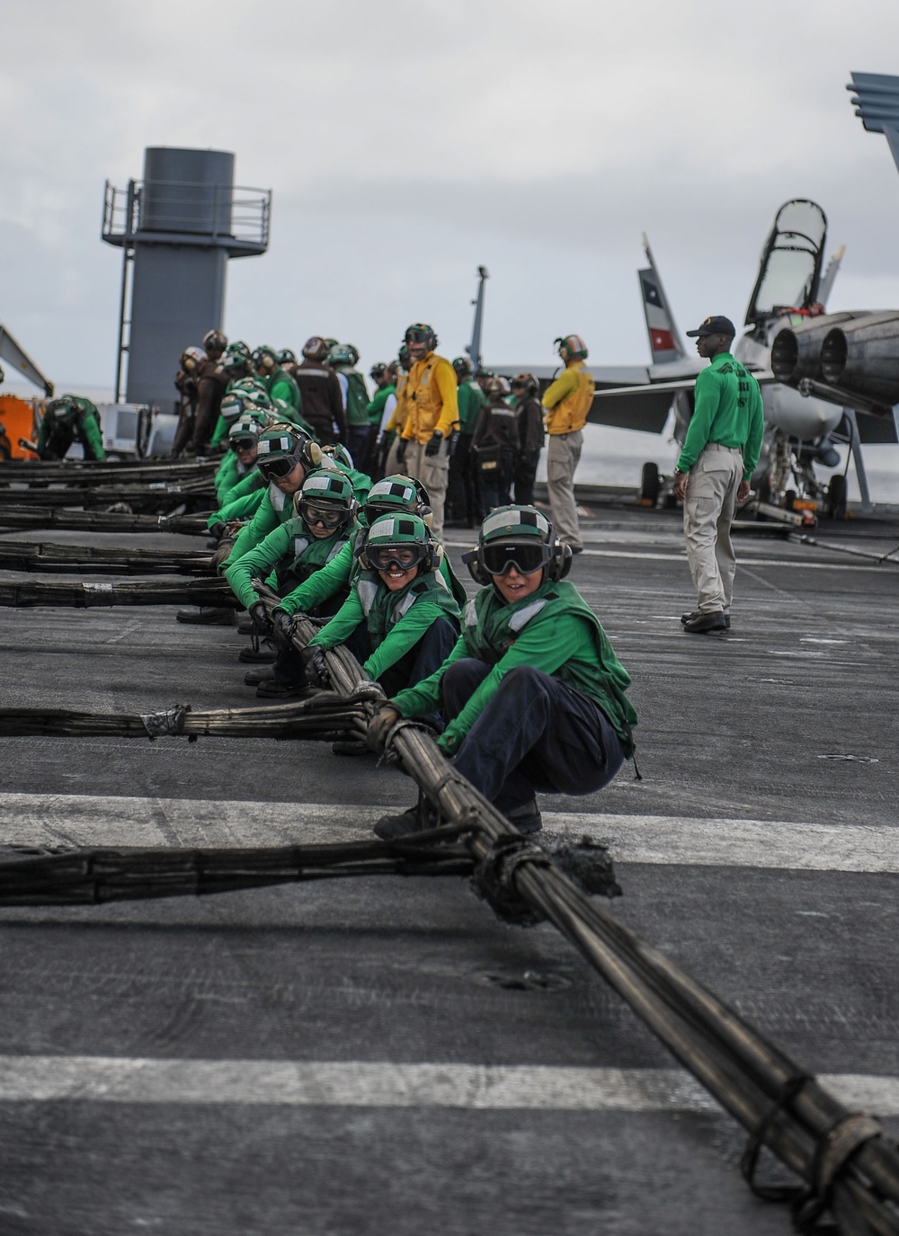 USS Reagan flight deck barricade drill