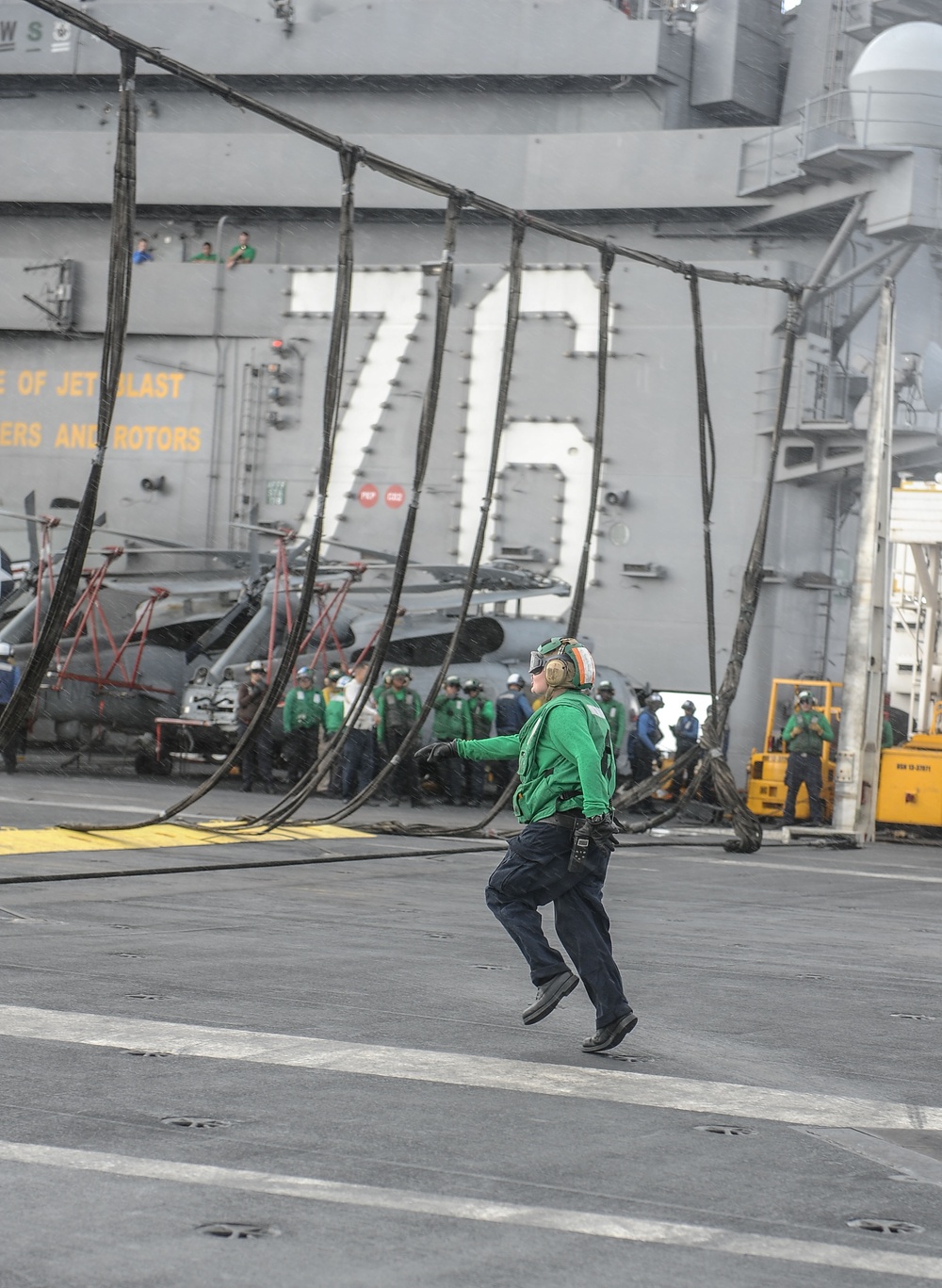 USS Reagan flight deck barricade drill