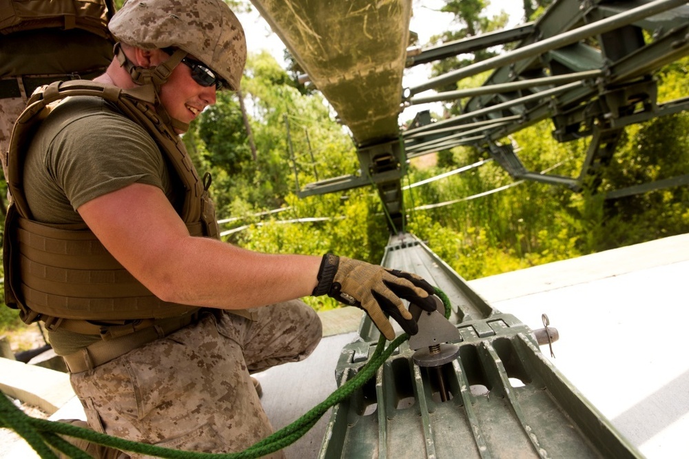 Marines apply skills during bridge construction