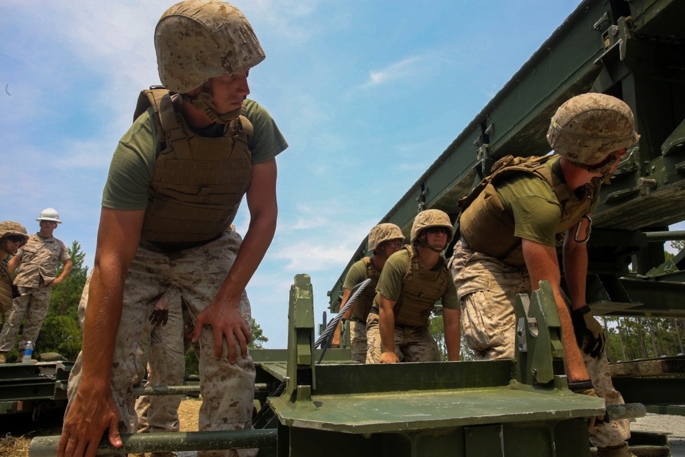 Marines apply skills during bridge construction