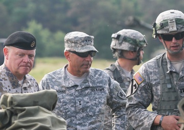 Maj. Gen. Gregory J. Vadnais, Adjutant General and Director of Military and Veterans Affairs for the Michigan National Guard, and Lt. Gen. Raimonds Graube, Latvian Chief of Defense visit 119 FA