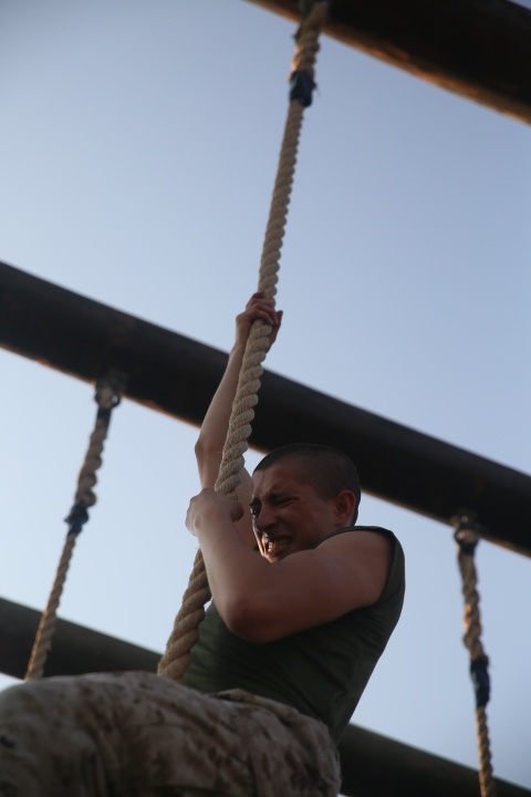 Photo Gallery: Marine recruits climb, jump, flip through Parris Island obstacle course