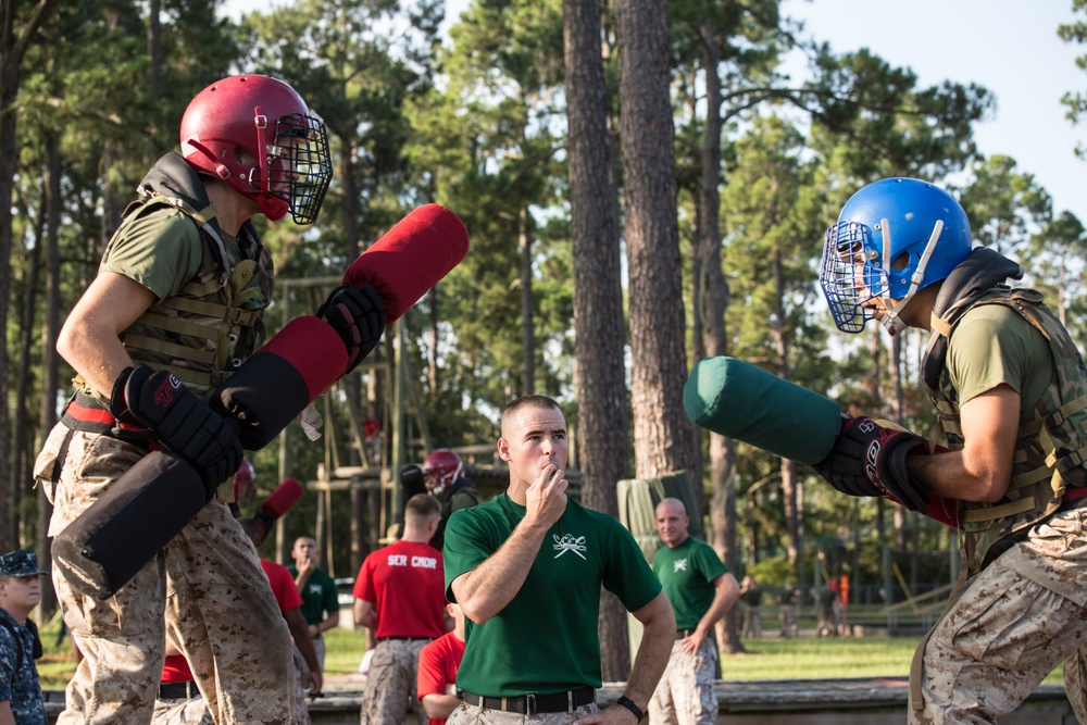 Photo Gallery: Marine Corps recruits practice bayonet fighting during pugil stick training on Parris Island