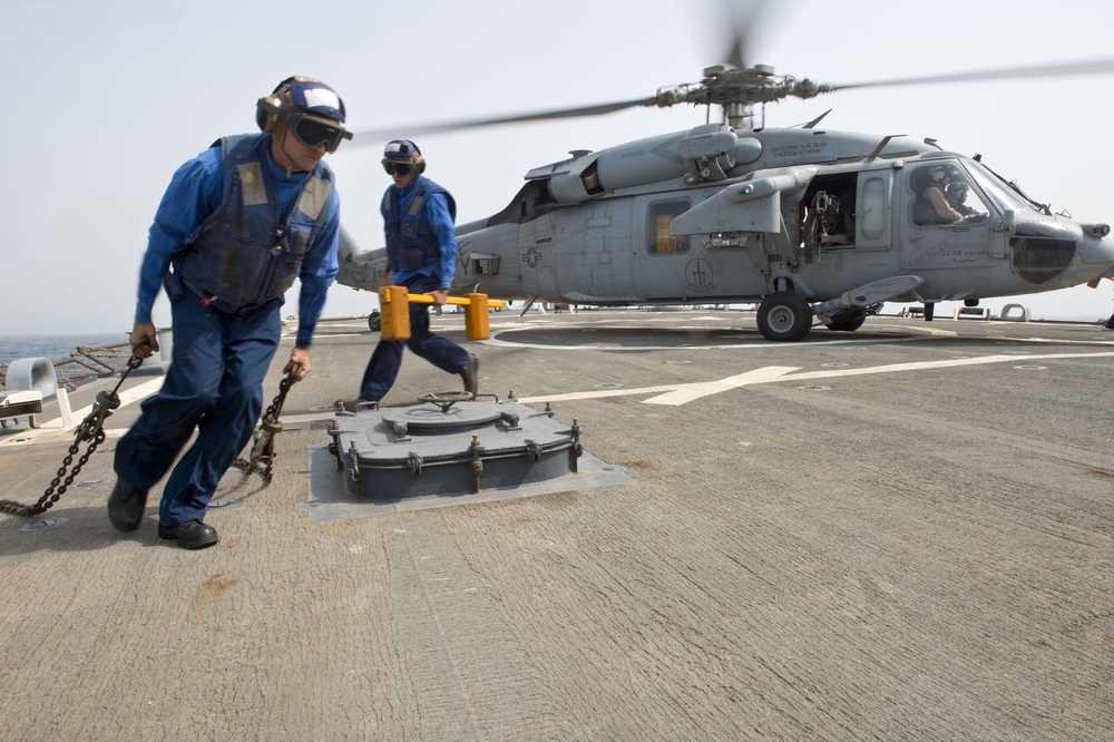 USS Arleigh Burke flight deck operations