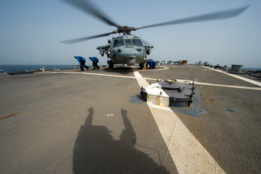 USS Arleigh Burke flight deck operations