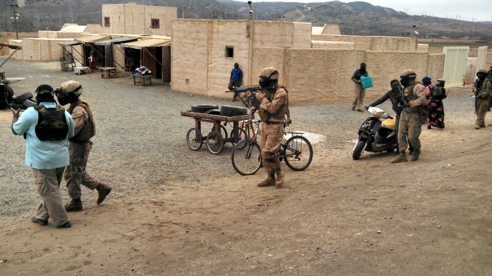 Marines and British Commandos assault Infantry Immersion Trainer